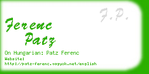 ferenc patz business card